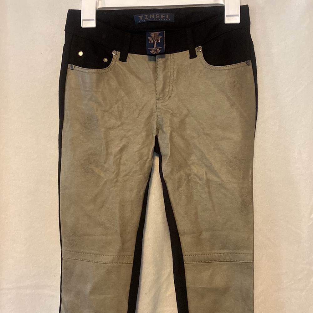 Tinsel Denim Couture Faux Leather Front Pants